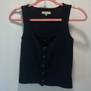 Madewell Black Sleeveless Button-Front Tank